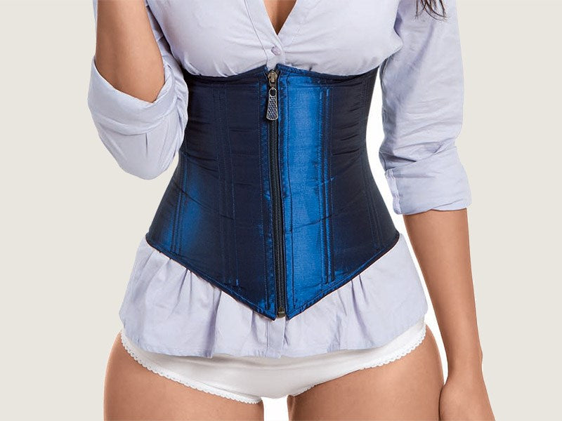 Lambskin halfbust steel-boned authentic heavy corset, baby blue and pi – Corsettery  Authentic Corsets USA
